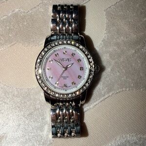 August Steiner Swiss Quartz diamond
Watch with Pink Mother-of-Pearl dial